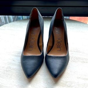 Calvin Klein Navy “crocodile” heels 3”